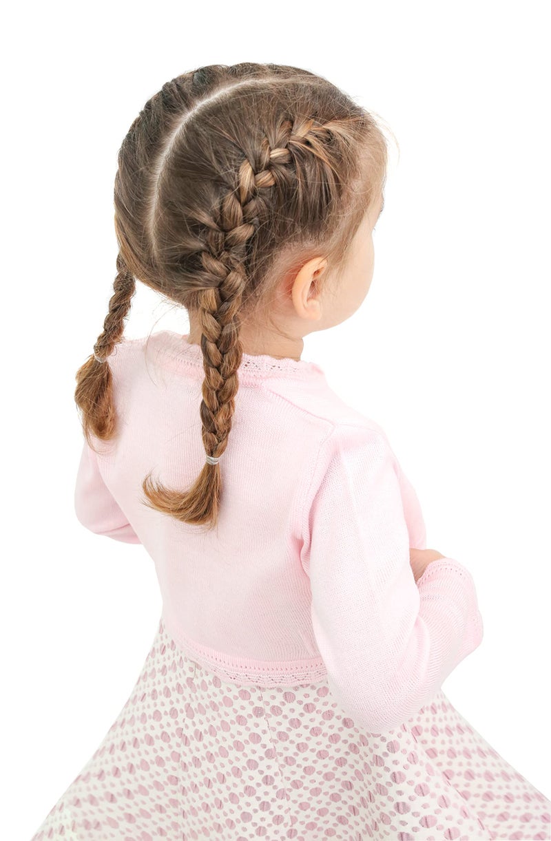 Lilax Little Girls' Knit Long Sleeve Button Closure Bolero Cardigan Shrug 3T Pink - Image 4